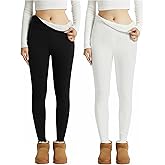 Coume 2 Pcs Fleece Lined Leggings for Women Soft High Waisted Thermal Workout Yoga Pants Women Warm Winter Thick Leggings
