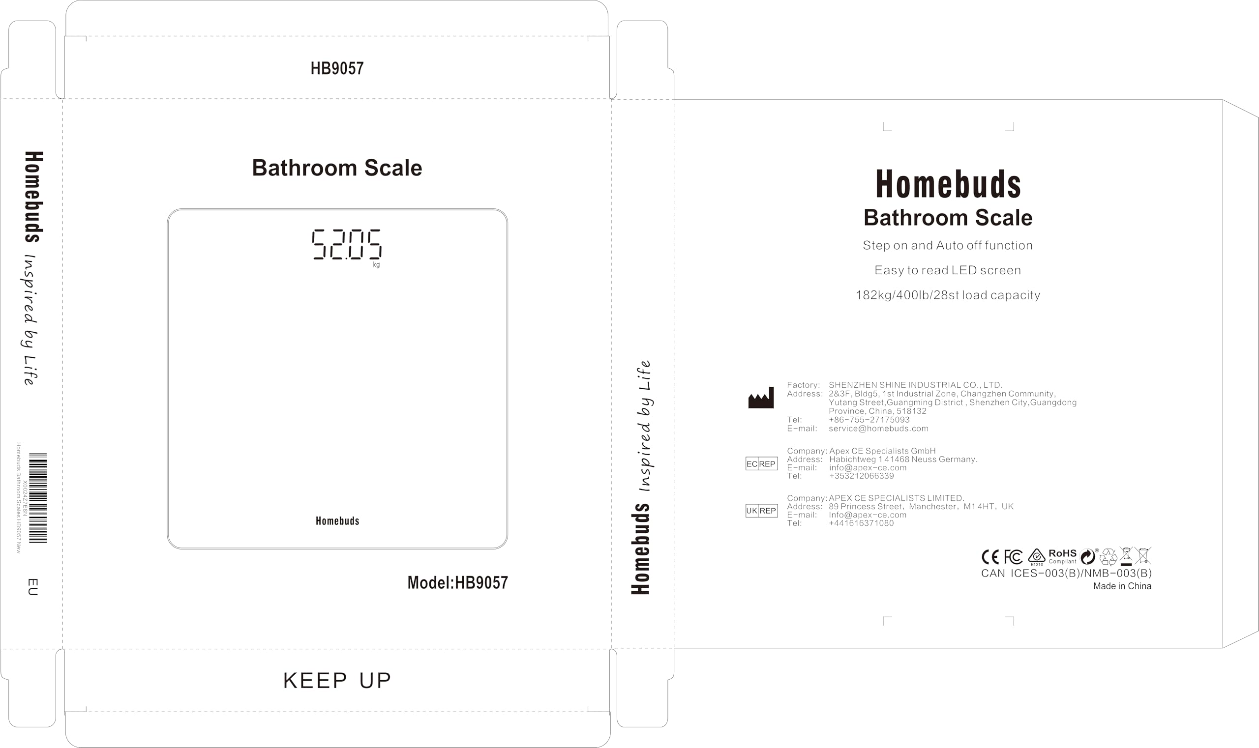HomeBuds Digital Bathroom Scale for Body Weight, High Precision Assured by Weight Scale Professional Factory Since 2001, Bright White LED and Step-On, 3*AAA Batteries Included, 400lb/182kg, Rose Gold