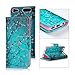 iPod Touch 6 Case, MOLLYCOOCLE Wallet Purse Credit Card ID Holders Magnetic Pink Flower Bule Premium PU Leather Soft TPU Bumper Slim Fit Flip Folio Case Cover for iPod Touch 5