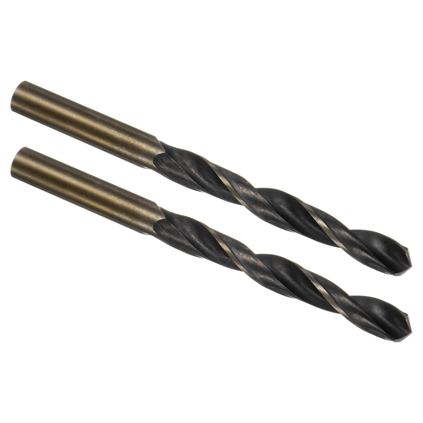 Kozelo 2PCS Twist Drill Bit - [11mm/0.43"] Titanium & Nitride Coated High-Speed Steel Round Shank Jobber Bit Set Black Gold for Metal Wood Plastic Steel Use, 100mm/3.94" Blade Length