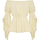 Scarlet Darkness Renaissance Shirt for Women Bell Sleeve Peasant Tops and Blouse