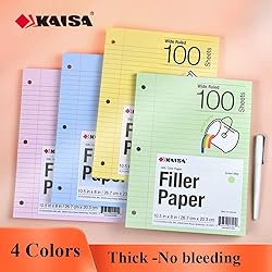 Kaisa Filler Paper Colored loose Leaf Paper, Wide