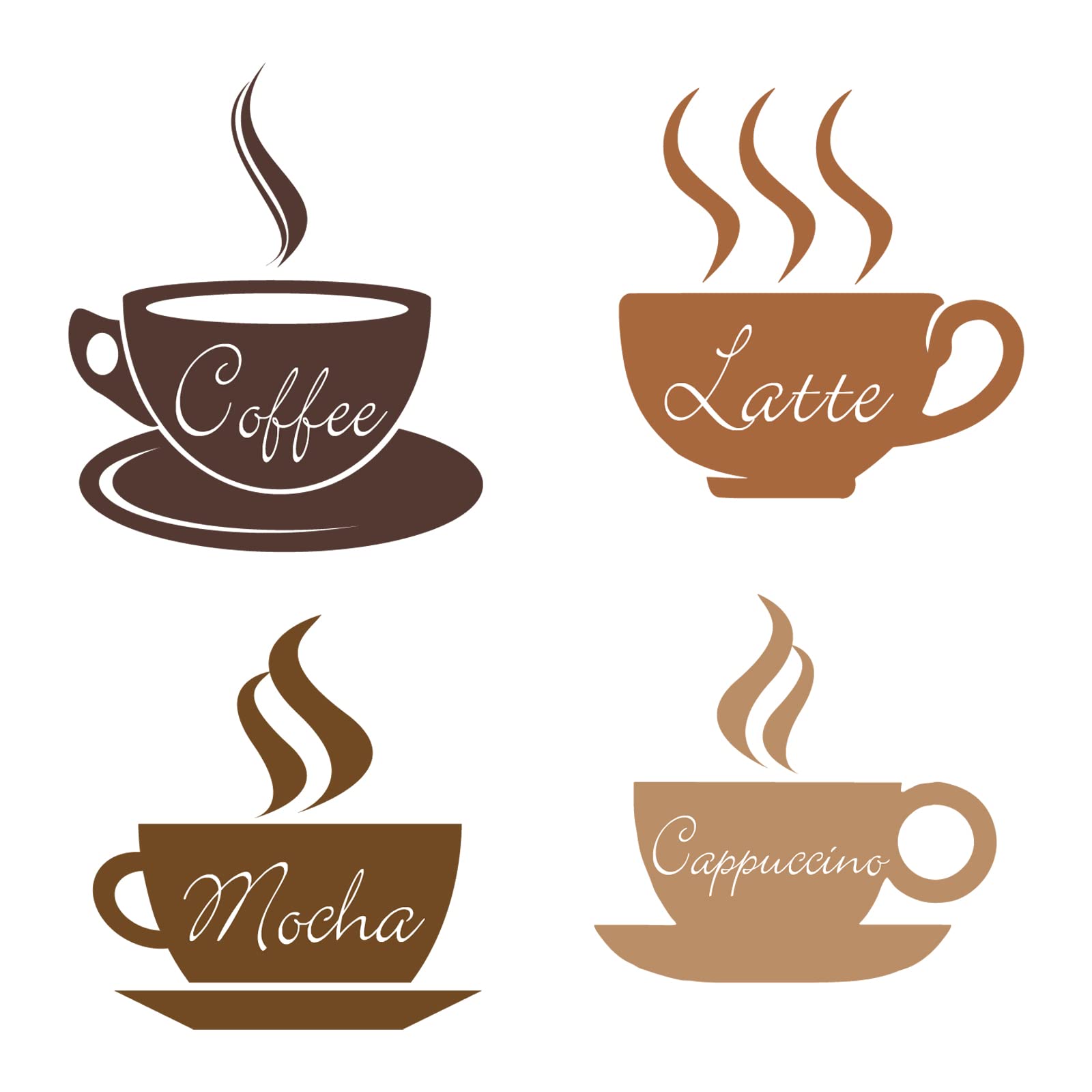 SUPERDANT Coffee Wall Stickers Latte Mocha Cappuccino Coffee Brown Wall Stickers Peel and Stick Removable Vinyl Wall Stickers for Kitchen Coffee Bar