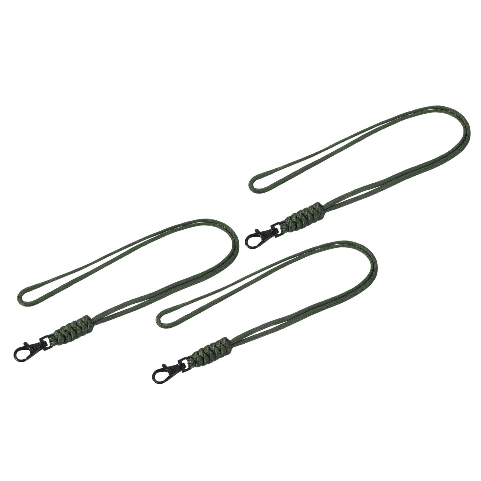 YOKIVE 3 Pcs Paracord Lanyard with Lobster Clasps, Necklace Keychain Cord Metal Hooks Straps | Great for Home Keys, ID Cards, Badge Holders (Green, 19-Inch)