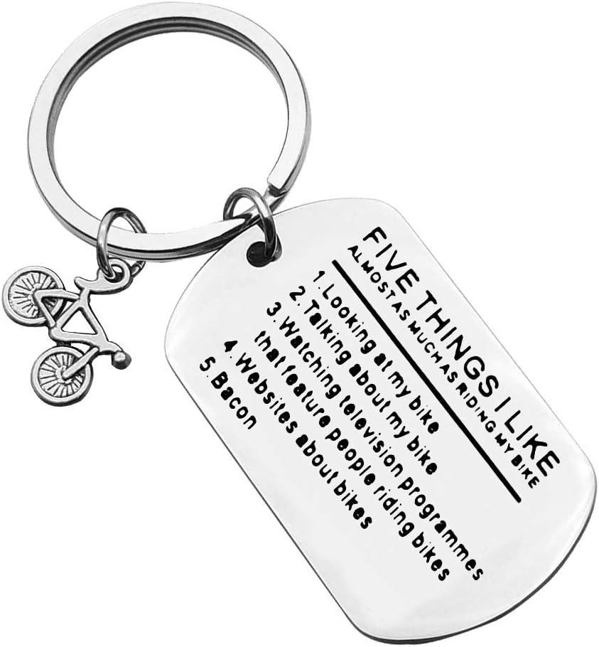 Funny Biker Gift Bicycle Racer Cyclist Keyring Five Things I Like Almost As Much As Riding My Bike Cycling Sports Keyring Bike Riding Keychain Gift for Biker Racer Adventure Gifts for Cyclists