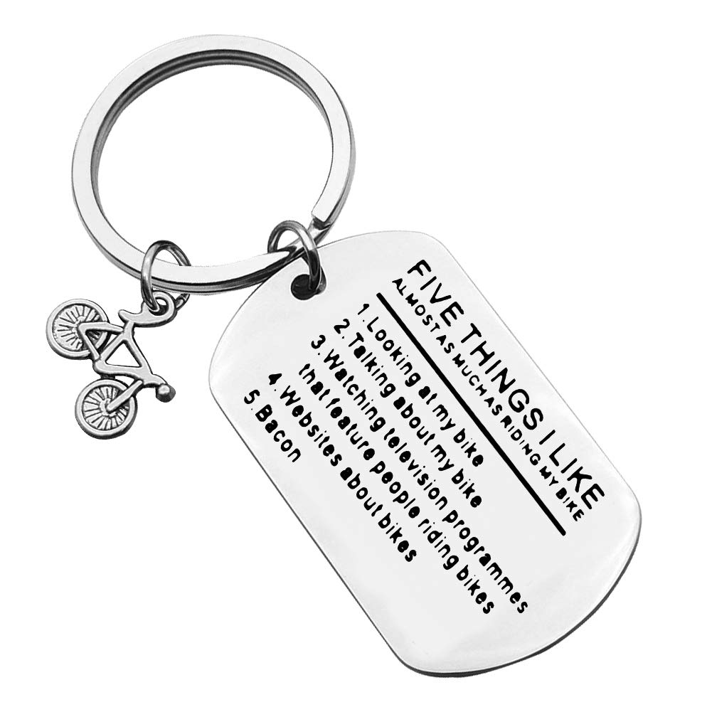 Funny Biker Gift Bicycle Racer Cyclist Keyring Five Things I Like Almost As Much As Riding My Bike Cycling Sports Keyring Bike Riding Keychain Gift for Biker Racer Adventure Gifts for Cyclists