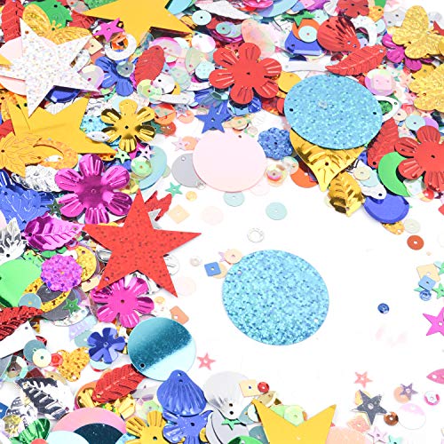 Jdesun 100 Gram Mixed Sequins and Spangles for DIY Crafts Supplies, Assorted Color and Shapes - Thumbnail 4