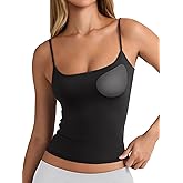 PINKMSTYLE Tank Tops for Women Built in Bra Basic Double Lined Summer Spaghetti Strap Sleeveless Camisole Top Workout Shirts