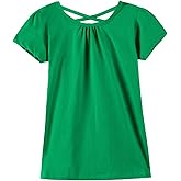 Noomelfish Girls Criss Cross Back T-Shirts Short Puff Sleeve Tee Tops (5-12 Years)