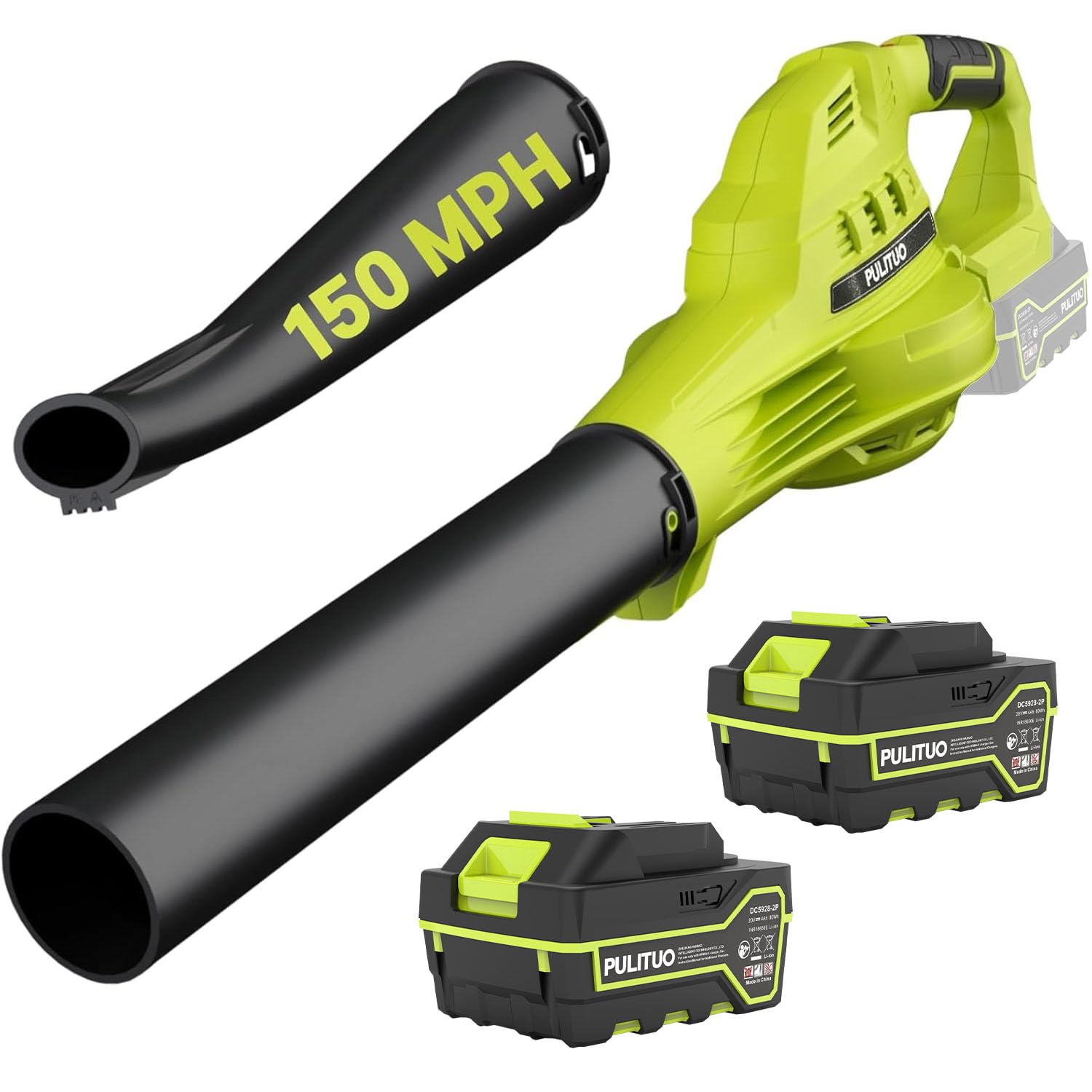 Leaf Blower Cordless with 2X 4.0Ah Batteries and Charger, 60Mins Lasting 150MPH Cordless Blower, Powerful Electric Leaf Blowers for Lawn Care, Patio, Yard, Leaves, Grass and Snow
