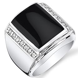 PEORA Men's Genuine Black Onyx Aston Signet Ring