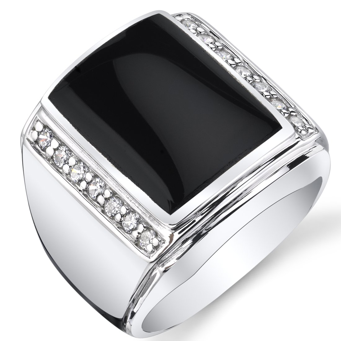 PEORA Men's Genuine Black Onyx Aston Signet Ring