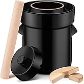 Tioncy 2.6 Gallon 10L Fermentation Crock Ceramic Sauerkraut Crock with Lid Weights and Pounder Brown Ceramic Crock Kit for Fermenting Pickling Cabbage Sauerkraut Pickles Vegetables