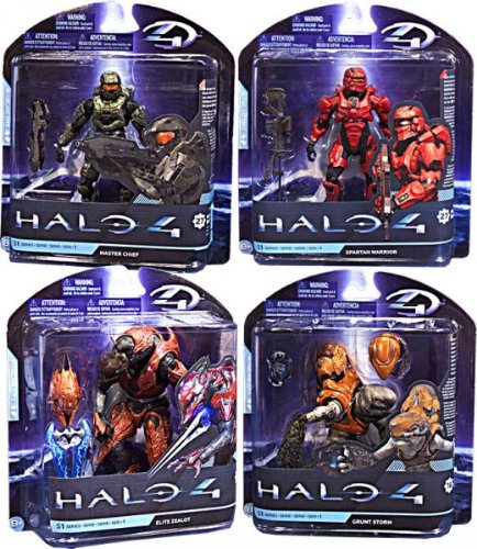 Halo 4 McFarlane Toys Series 1 Set of 4 Action Figures [Master Chief, Grunt Storm, Elite Zealot & RED Spartan Warrior]