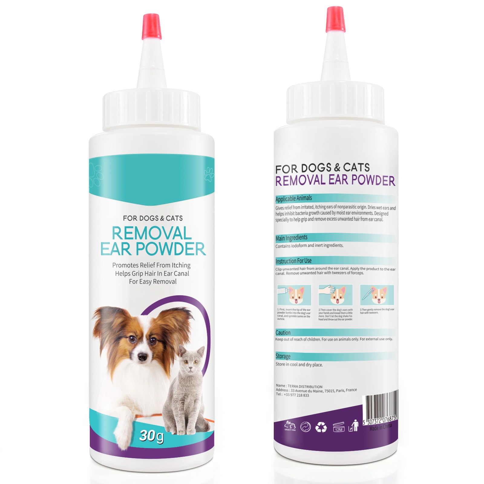 JSBNQRMZ Dog Ear Powder,30g Canker Powder For Dogs Ears,Dog Ear Cleaner, Ear wash for Dogs & Cats,Effectively Removes Debris,Waxy,Buildup and Ear Odor,Soothes Itchy & Inflamed Ears