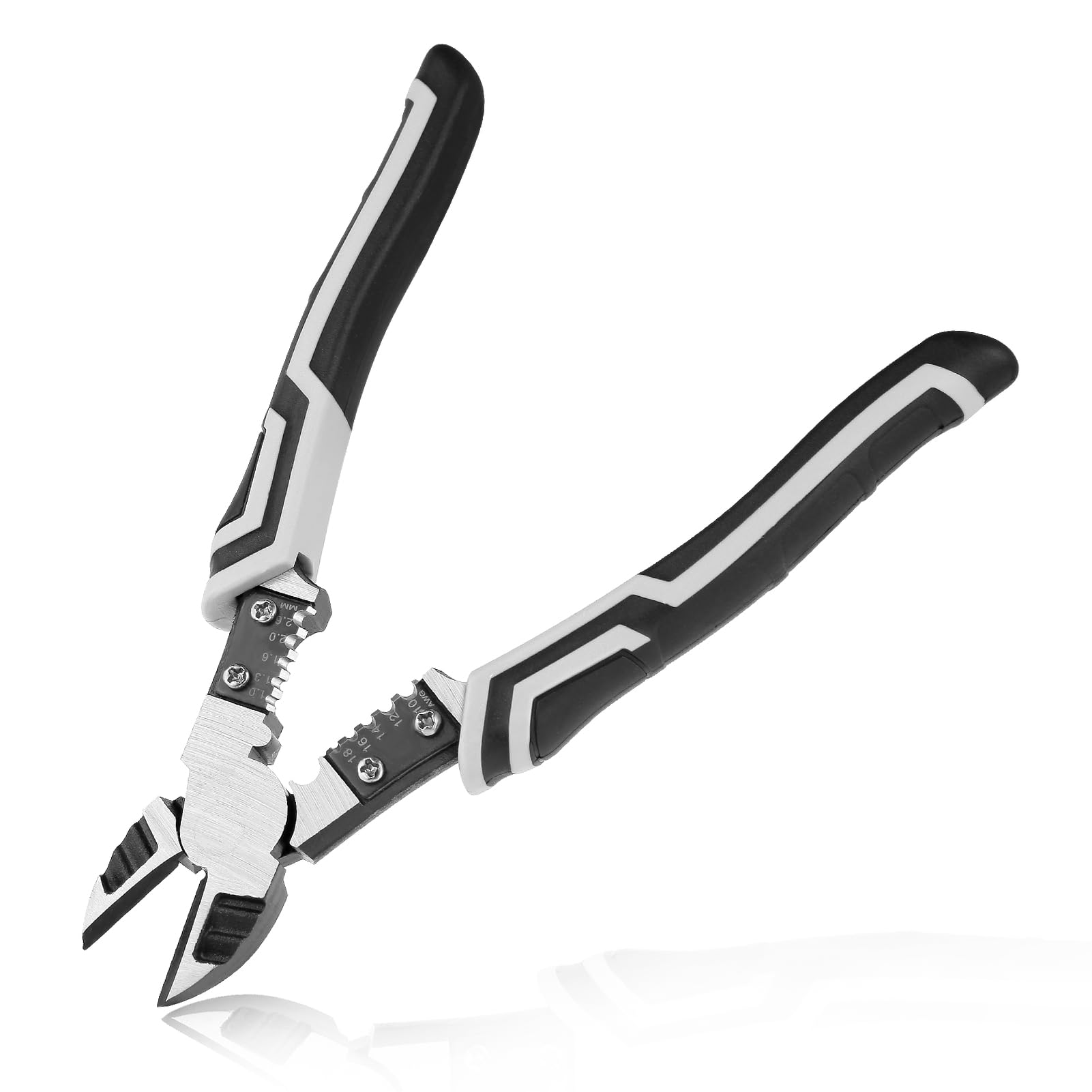 LEONTOOL Diagonal Cutters Pliers with Wire Stripper 8 Inches Heavy Duty Wire Cutters with Crimper, Multi function Side Cutting Pliers High Leverage Diagonal Cutting Pliers Tool for Cutting Wires Craft