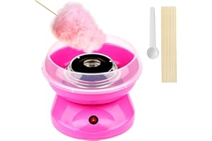 Cotton Candy Machine, Vintage Cotton Candy Maker Kit with Splash Prevention Bowl, Mini Cotton Candy Machine for Kids Gift Bir