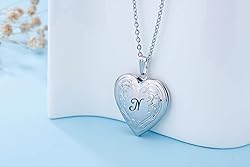 YOUFENG Locket Necklace that Holds Pictures Initial