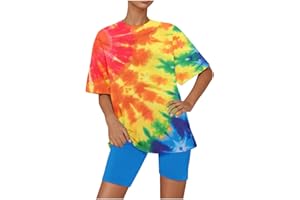 Momasggi 2 Piece Outfits for Women Summer Tie Dye Tracksuits Short Sleeve Oversized Tops and Biker Shorts Lounge Workout Sets