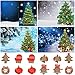 Outus 4 Pcs Christmas 5D DIY Diamond Painting Greeting Cards Xmas Tree Card with Christmas Stickers for Xmas Decor Gifts