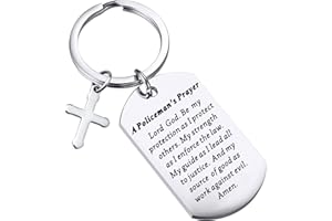 WSNANG Police Officer Gift Policeman's Prayer Keychain Police Officer's Prayer for Lawman Hero Policeman Gift