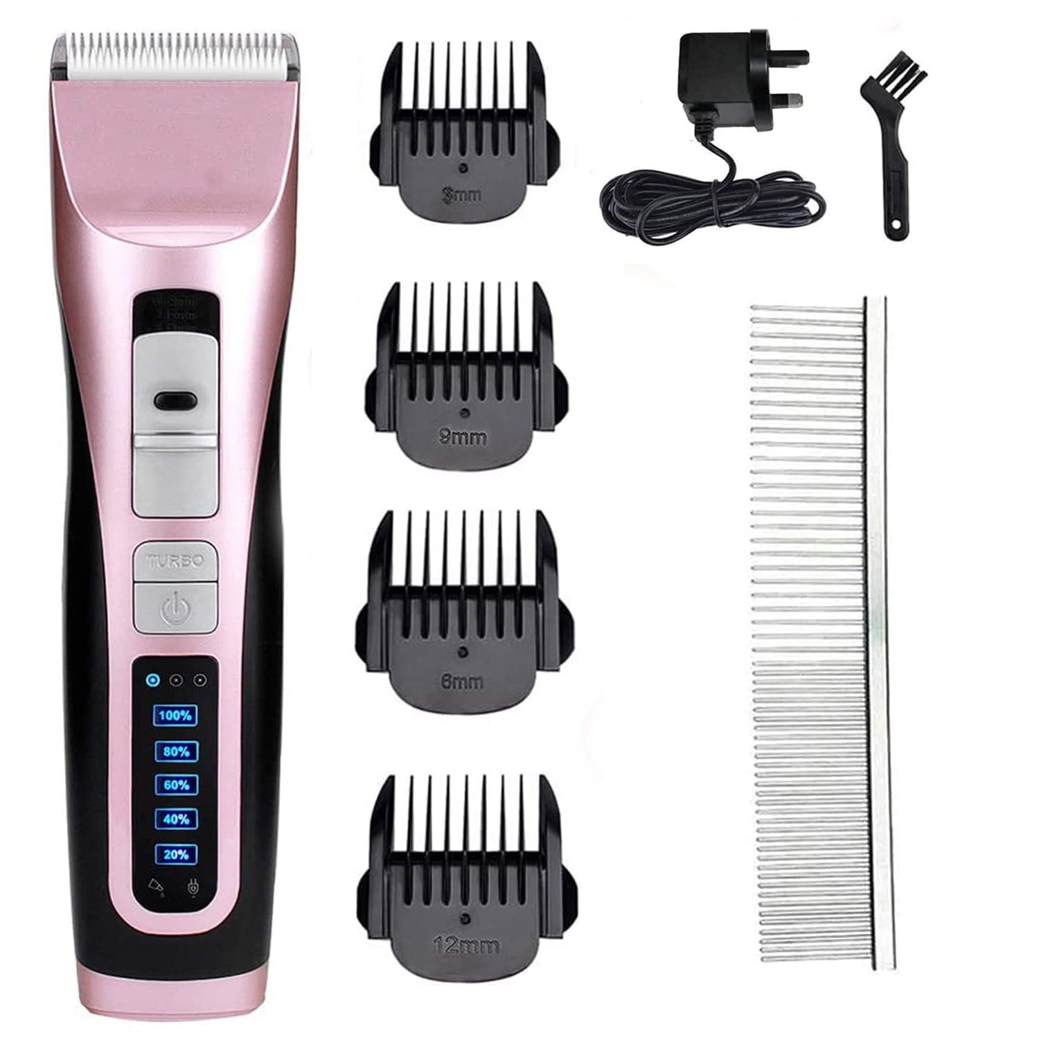 Dog Grooming Clippers Cordless 3 Speed Professional Electric Pet Hair Grooming Clippers Kit, Low Noise Pet Clippers Rechargeable Dog Cat Shaver, Pet Hair Trimmer for Thick Coats Small Dog All Pets