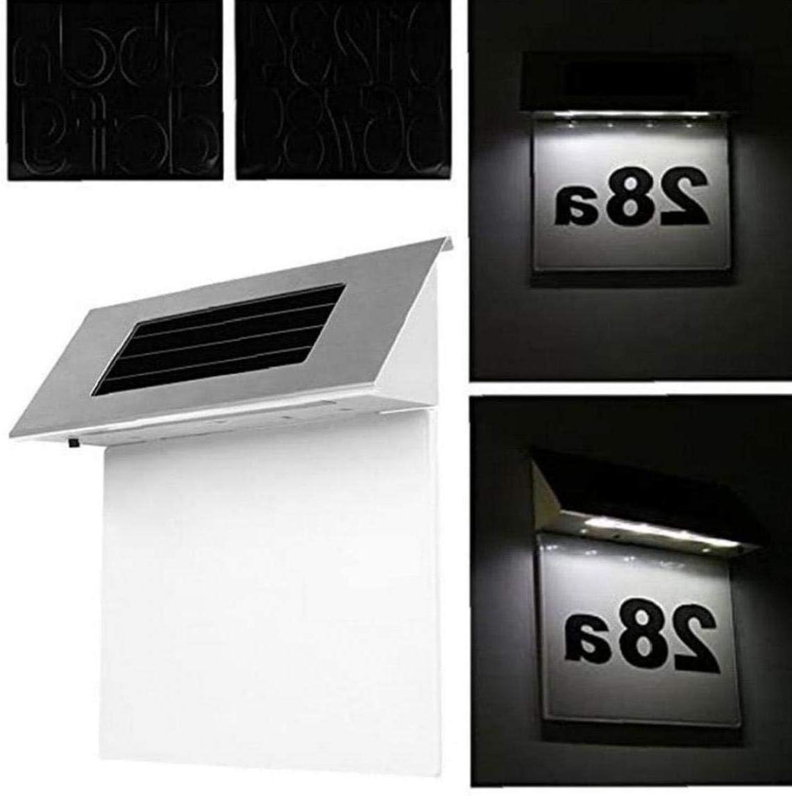 Outdoor Stainless Steel Solar Number Light Outdoor Wall Plaque Solar Powered Lights Solar Wall Lights Outside Garden Fence Outside Wall: Kitchen & Dining