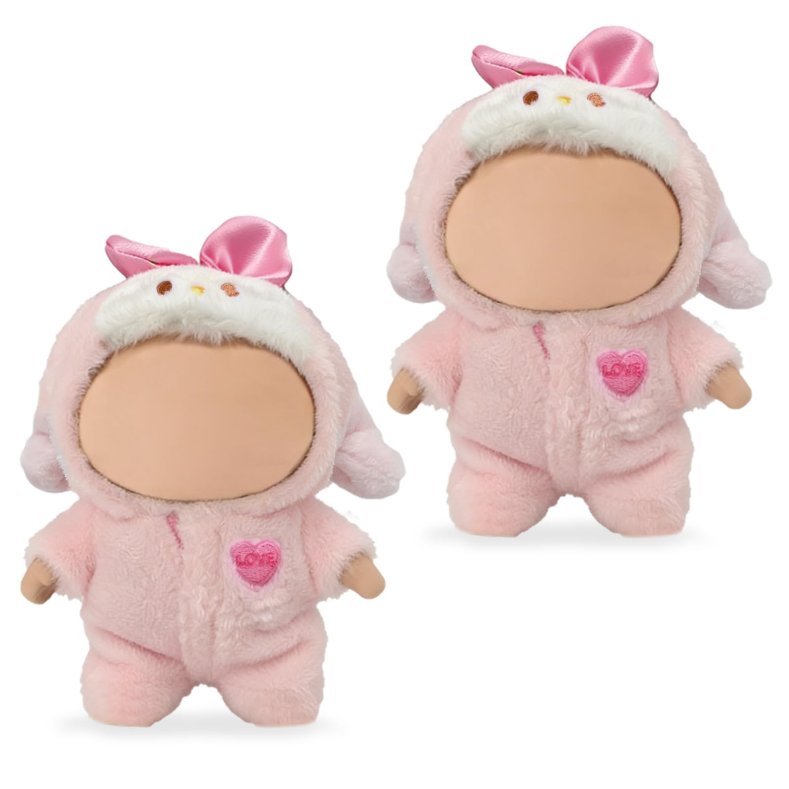 GYIOFAI 2 Pcs Doll Clothes Compatible for 17cm Dolls, Pink Plush Doll Clothes, Doll Outfit Accessories Sets, Doll Knitted Outfit Dress Up Clothing Set Doll Accessories, Not Dolls,Ideal Children's Gift