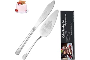tiokin Cake Cutting Set for Wedding, Elegant Cake Knife and Server Set with Thickened Stainless Steel Rounded Edges, Cake Cut