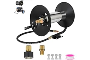 MSOTLIYR Pressure Washer Hose Reel，100FT Power Washer Hose Reel 3/8" NPT Outlet Pipe Heavy Duty Steel High Pressure Washer Reel 4000 PSI