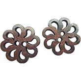 Chenkou Craft New Hollow Flower Wood Buttons 20mm Sewing Craft Brown Wholesale 50pcs