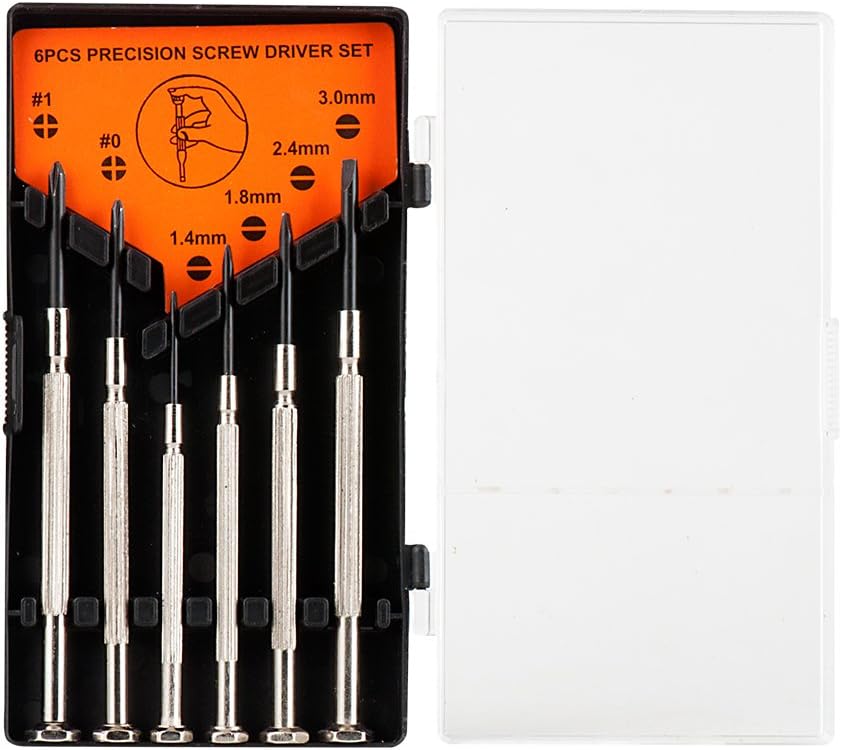 6pcs Precision Screwdriver Set, BAKTOONS Premium Quality Micro Screwdriver Bits, Flathead & Philips in Different Sizes for Jewelry, Watch, Eyeglass, Electronics (6PCS)