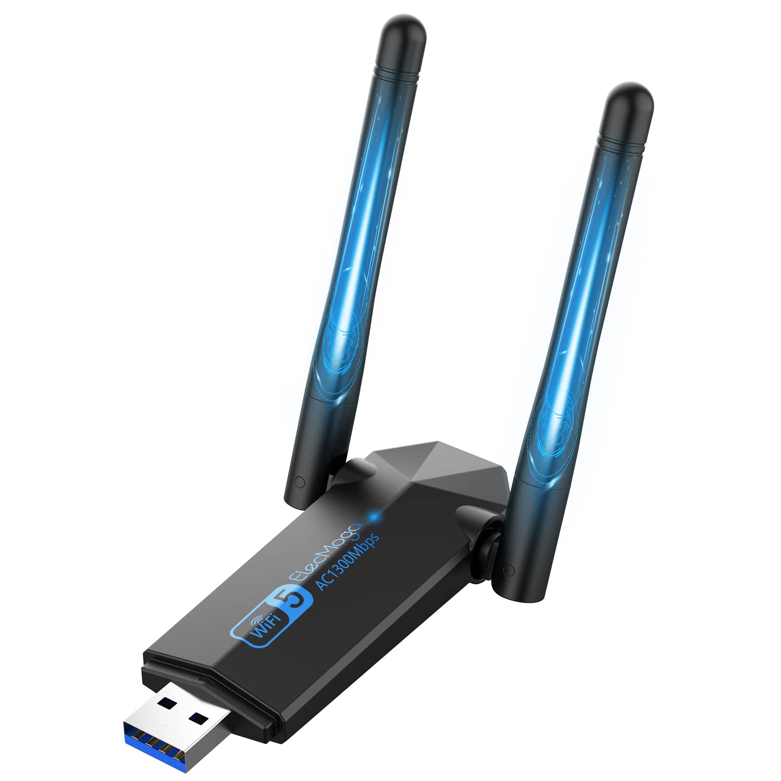 USB Wifi Dongle ElecMoga,5dBi Dual Band 5GHz USB Wifi Computer,1300Mbps WI-FI Adapter,Support Windows 11/10/8/7/Vista/XP, Mac OS 10.9-10.15