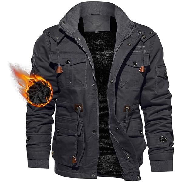 chouyatou Men's Spring Military Full-Zip Removable Hooded