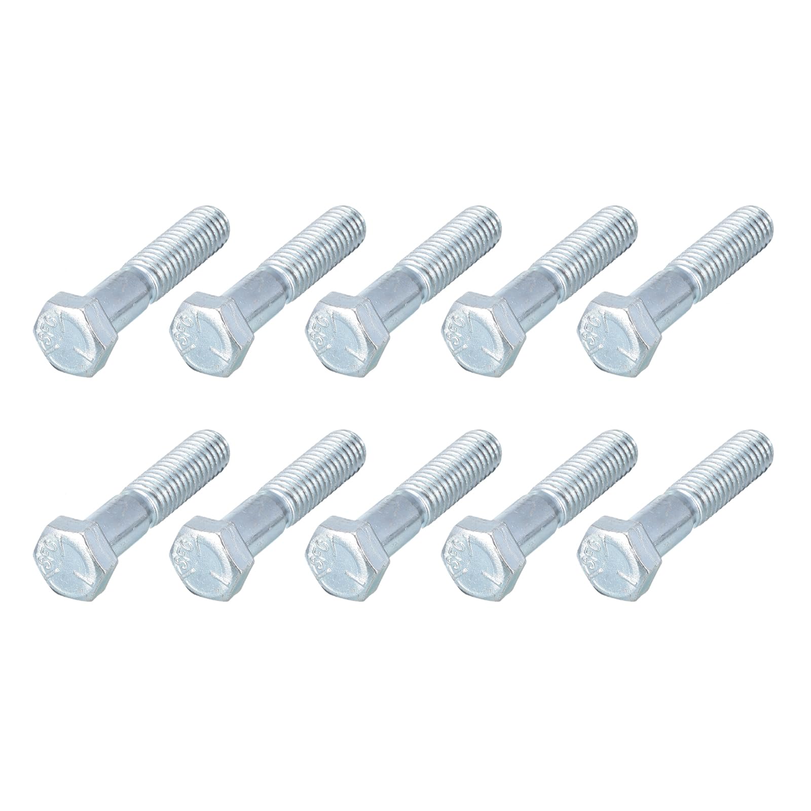 METALLIXITY Hex Bolts (3/8-16x1-3/4") 10Pcs, Carbon Steel Zinc Plated Partial Threaded, Coarse Thread UNC Hex Head Screw Bolt - for Furniture Repair, Silver
