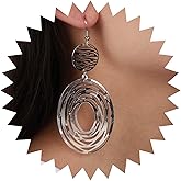 Andelaisi Boho Filigree Oval Earrings Vintage Oval Shape Dangle Earrings Gold Cut Out Oval Hook Earrings Super Lightweight Chandelier Earrings Jewelry for Women and Girls