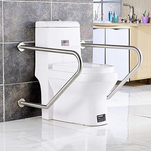 Amazon Com Cuis Stainless Steel Bathroom Safety Handrail Accessibility Toilet Grab Bar For Elderly Disabled Pregnant Women 60cm50cm Color Silver Size 2 Piece Home Kitchen