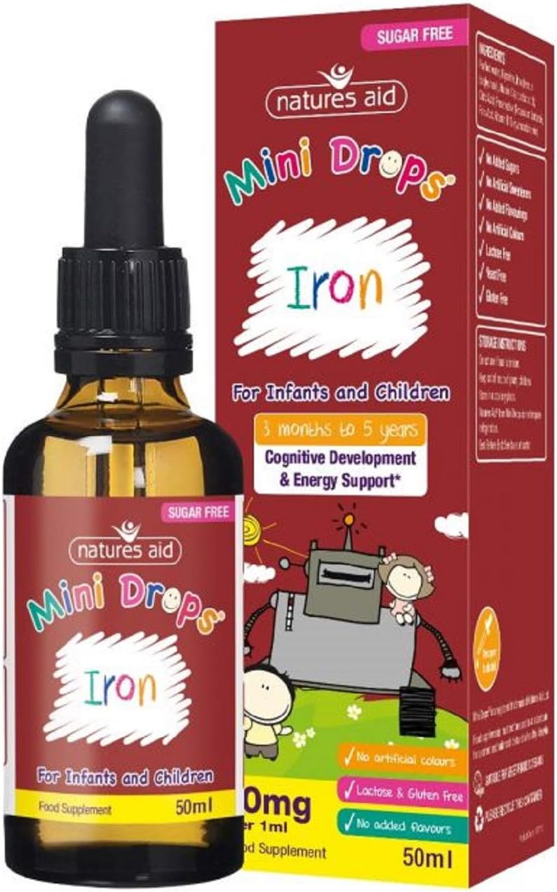 Natures Aid Iron Mini Drops for Infants and Children Cognitive Development, Sugar Free, 50 ml (Pack of 6) - Image 3