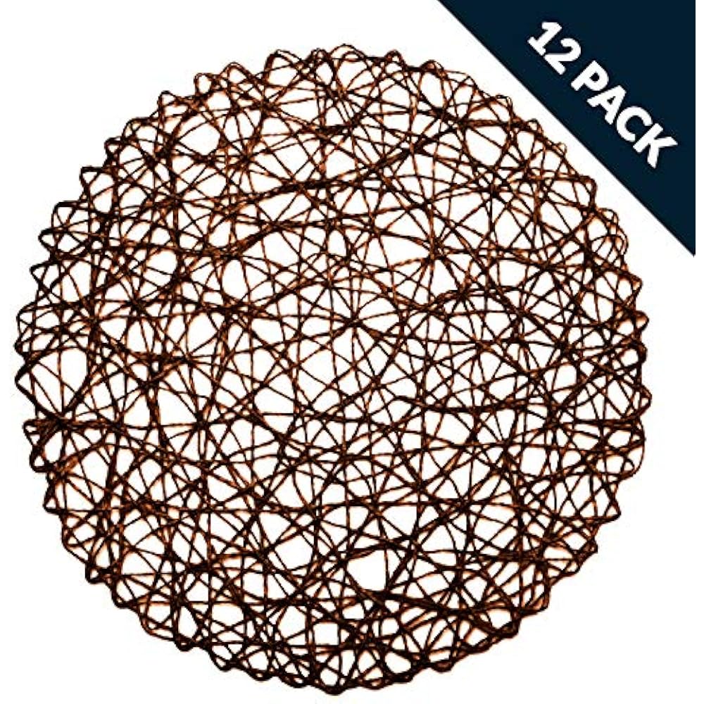 LuckyDream Round Paper Woven Placemats, 15inch, Set Of 12, Durable 100