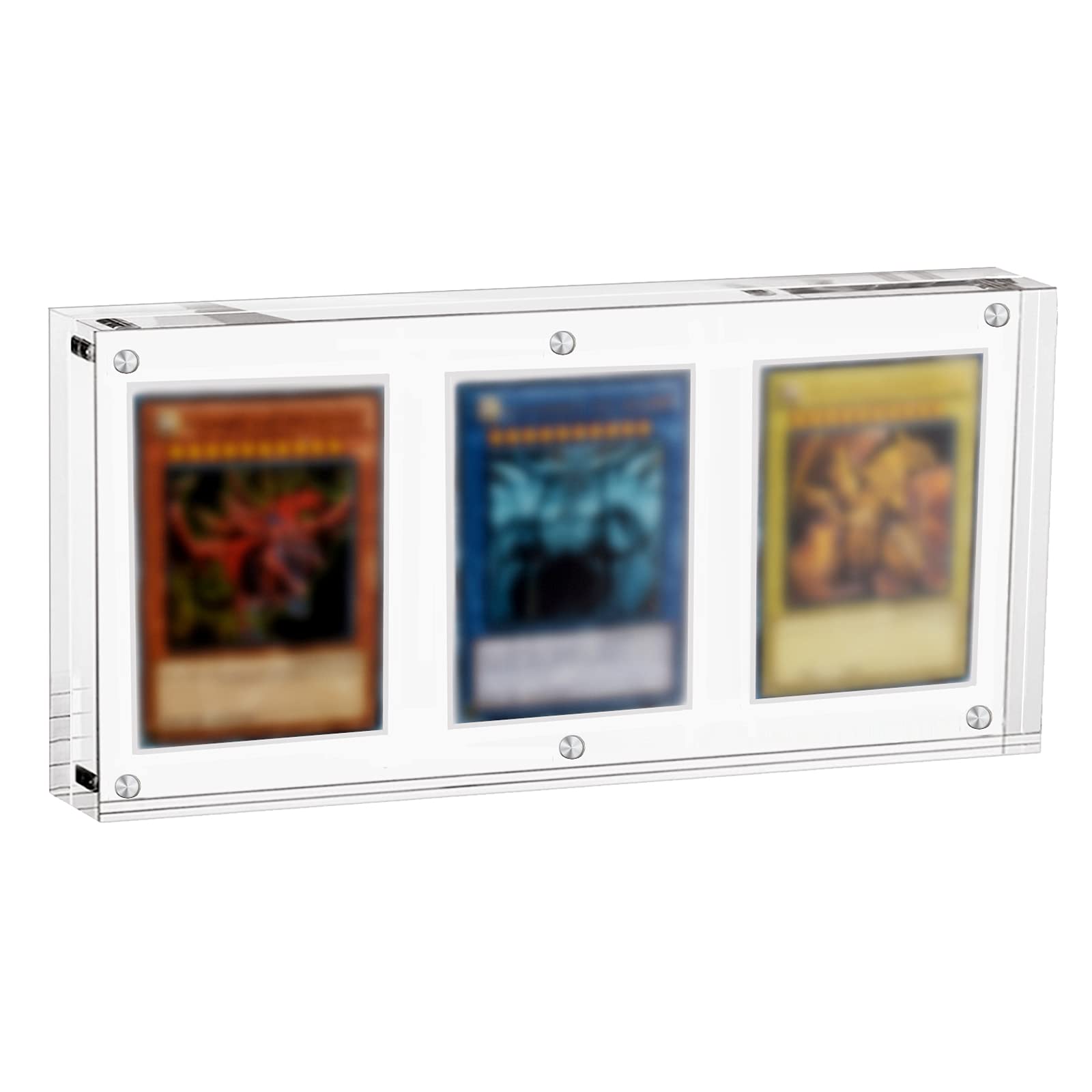 Eachbid Acrylic Frames for TCG PTCG YGO MTG Card Magnetic Transparent 35PT Display Stand for Trading Cards (Triple)