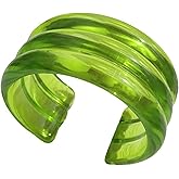 HIIXHC Jelly Resin Cuff Bangle Bracelets for Women Wide Acrylic Bangle Bracelet Irregular Geometric Plastic Wristbands Jewelry for Women Beach Essentials for Vacation
