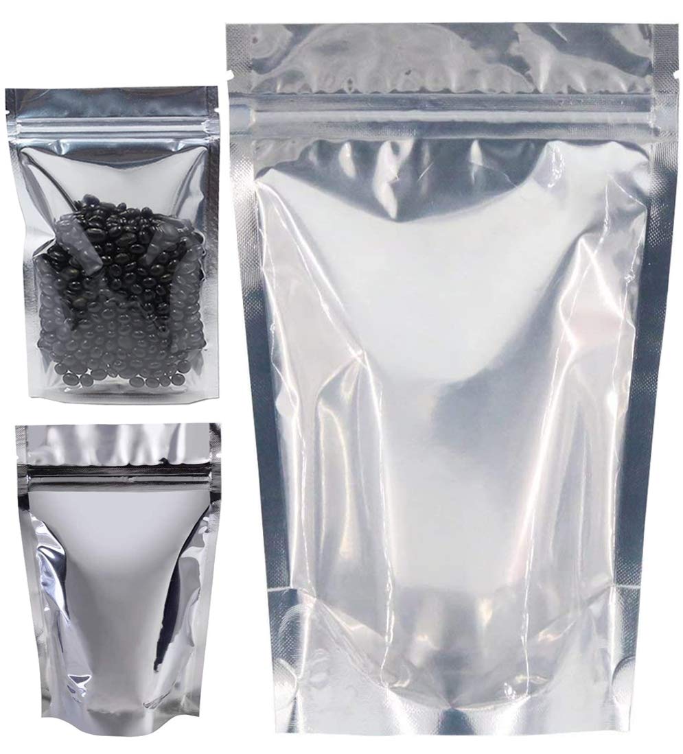 Photo 1 of 100PCS Stand Up Aluminum Foil Bags, Smell Proof, Reclosable Airtight Food Pouches with Zip Lock, Sealable Treat Bags for Snacks, Beans, Coffee, Dry Fruit