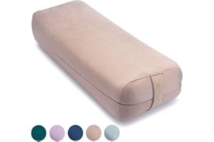 AJNA Yoga Bolster Pillow - Luxurious 100% Organic Vegan Suede - Yoga Bolster for Restorative Yoga - Rectangular Yoga Pillow with Carry Handle - Machine Washable Cover