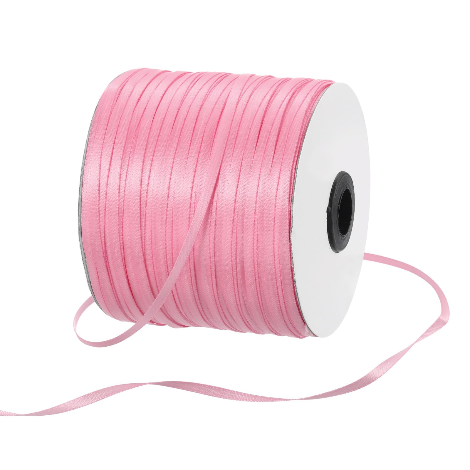 Rebower 3mm Satin Ribbon 460m Thick Double Face Grosgrain Silk Ribbon, [for Gift Wrapping, Hair Bows, Wedding, Cake, Flower] - 500 Yard/1500ft/ Pink