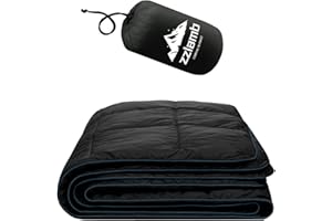zzlamb Camping Blanket for Adults, Compact Lightweight Soft Puffy Blanket Water-Repellent, Packable Warm Quilt Down Alternative Couch Car Travel RV Picnic Hiking Backpacking Beach, Black 52''x75''