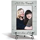 HQLOW Friendship Frame Wood Photo Frame Fits 4x6, Best Friends Picture Frame Gifts Tabletop Picture Frame with Stand - Side by Side or Miles Apart Friends -12