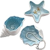 Teenyyou 3 Pcs Ceramic Conch Shell Jewelry Dish Tray Ear Ring Holder Jewelry Plate Key Bowl for Room Vanity Decor Accessory(B
