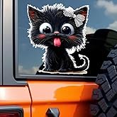 ZUKHL 2-Pack Cats Themed Vinyl Decal, Funny Cartoon Cat Design Adhesive Sticker for Cars, Trucks, Motorcycles, Laptops - Indoor & Outdoor Use, Home Life Decoration Decal (2BZ276)