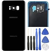ubrokeifixit Galaxy S8 Plus G955 Rear Back Glass Door Cover Replacement for Samsung Galaxy S8+ G955 6.2",S8 Plus All Versions,w/Camera Lens (S8 Plus G955 6.2/Black)