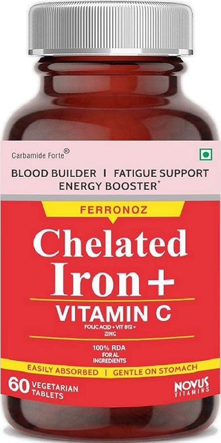 Carbamide Forte Chelated Iron Tablets For Women & Men with Vitamin C, Folic Acid, Zinc & B12 Supplement 